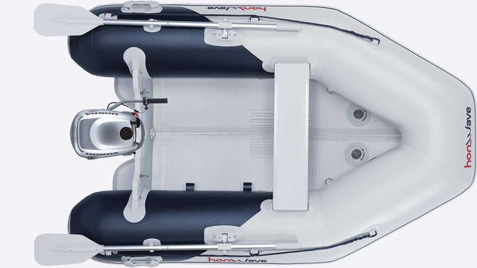 Canot pneumatique Honda vu du dessus.