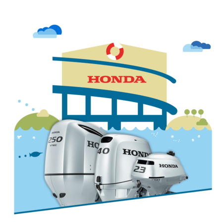 3 moteurs Honda Marine, illustration revendeur.